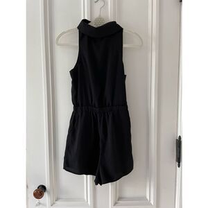 Luvalot size 4 black polyester romper with open back and collar